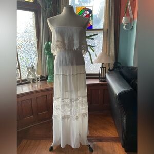 Forever 21 Strapless Crochet Maxi Dress Size X-Small